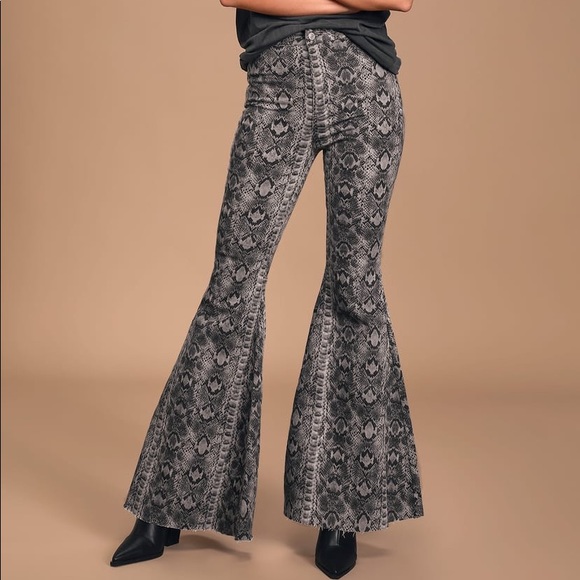 NWT Free People Just Float snake flare jeans pants - Picture 3 of 15